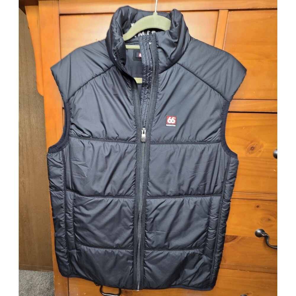 66 North Puffer Vest Size Large Black Quilted Insulated Full Zip Outdoor Active